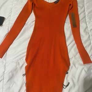 Orange Long Sleeve Dress